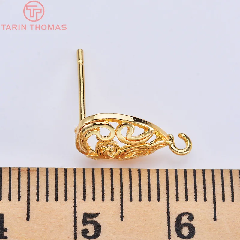 (1987) 6 SZTUK 7,5x13MM Pozłacane 24K Złotem Mosiężne Kolczyki Sztyfty w Kształcie Kropli Wysokiej Jakości Akcesoria do Tworzenia Biżuterii DIY — zdjęcie 7