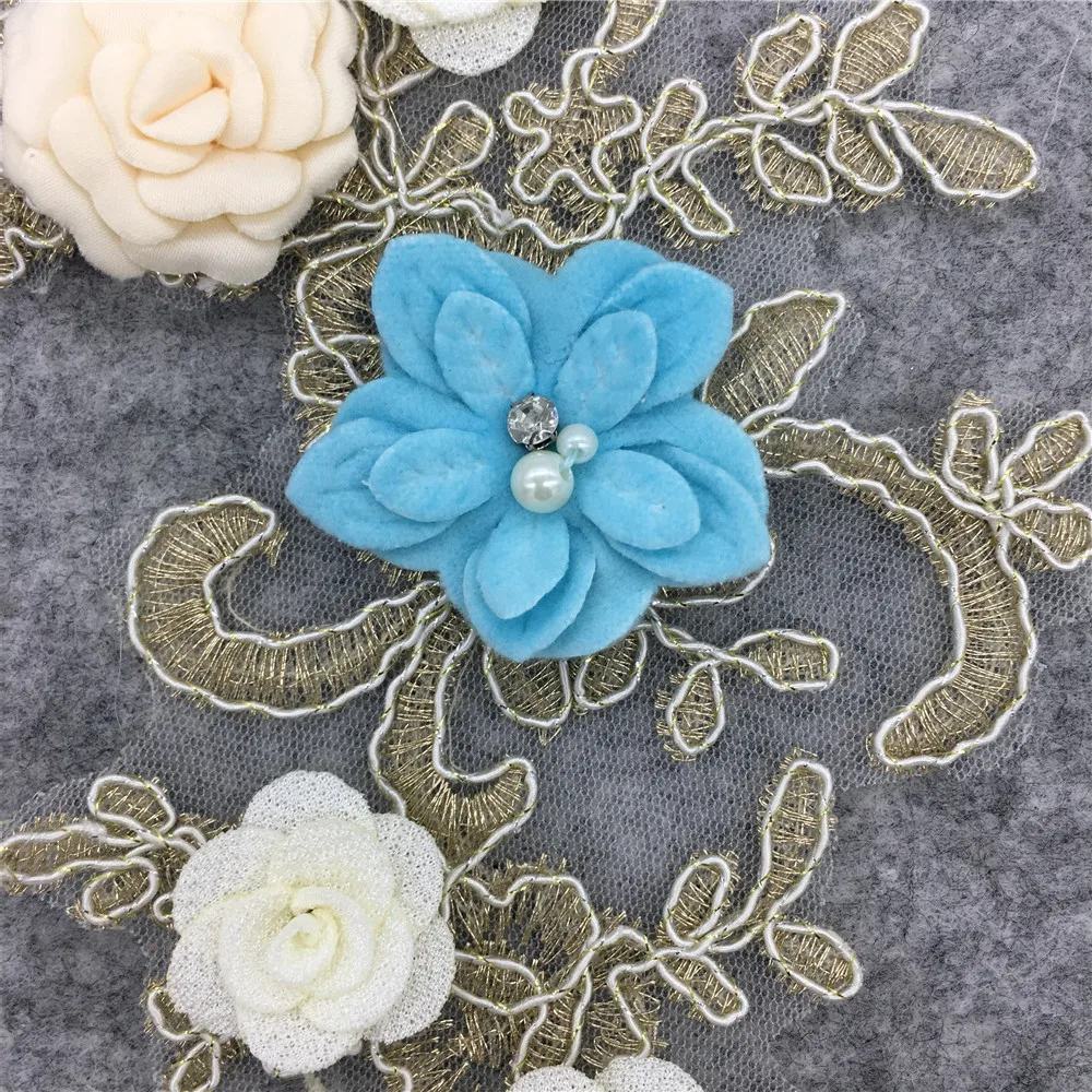 1 piece for sale lace chest decoration 3D three-dimensional flower sequin embroidery DIY clothing craft supplies accessories