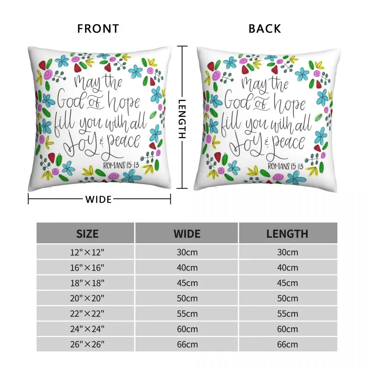 Bible Romans 15:13 NIV Square Pillowcase Polyester Linen Velvet Printed Zip Decor Throw Pillow Case Sofa Cushion Cover 18