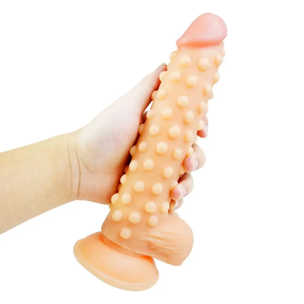 Soft Sex Toy Dildo Women Faux Penis with Bump Thorn Suction Cup Masturbation Sex Toy