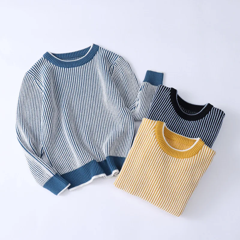 Kids Boys Striped Sweater Boys Autumn Winter Casual Sweaters Children Knitted Pullover Kids Cotton Outerwear