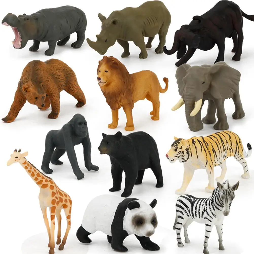 Original Genuine Wild Zoo Farm African Savanna Lion Animal King Bird Series Leopard Cat Panther Model Toys Children Gift