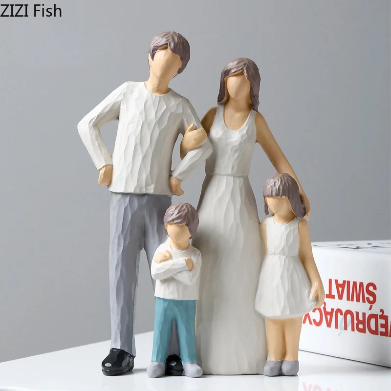 

Creative Resin Family Figure Sculpture Model Bookcase Bedroom Decoration Wedding Men and Women Figurines Crafts Home Decoration