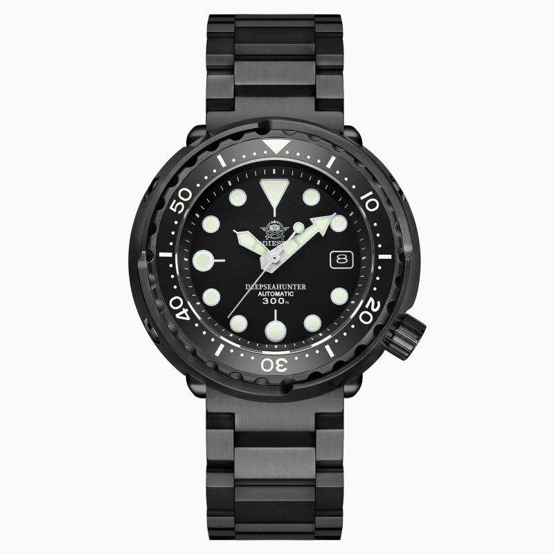 Reloj ADDIESDIVE con caja de atún negro para hombre, cristal de zafiro, bisel cerámico, resistente al agua hasta 300m, Esfera luminosa NH35, relojes