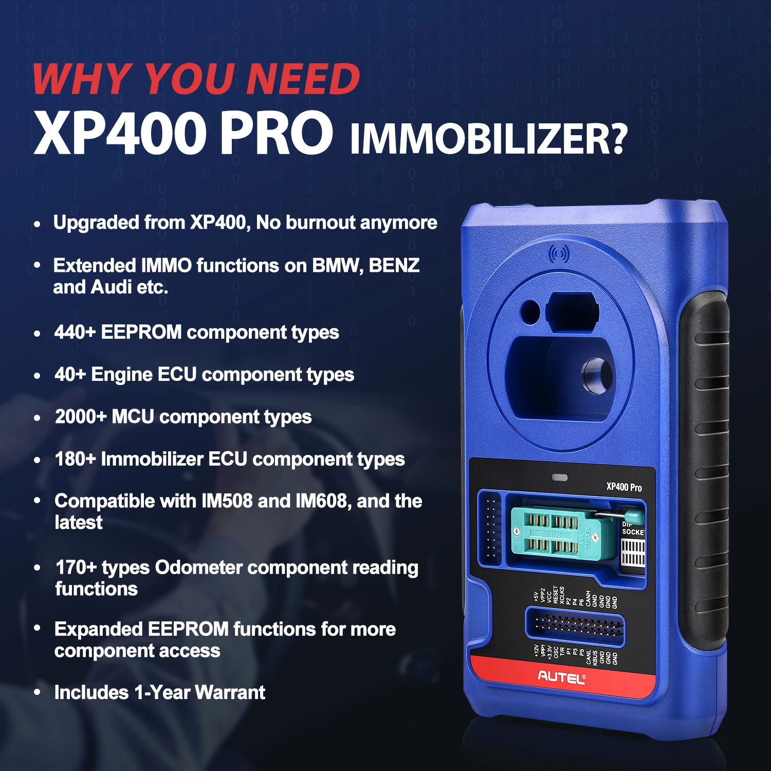 Autel XP400Pro 2025 Newest Key Programming Accessory Tool Working with IM508, IM508S, IM608 I , IM608 Pro,Upgraded Ver. of XP400