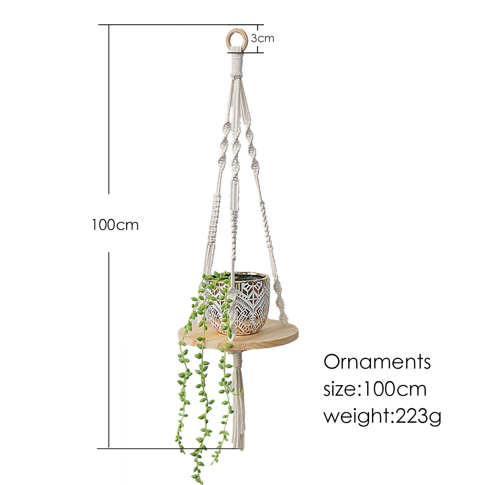 Macrame Wand Hängen Regal Boho Wohnkultur Regale Auf Wand Holz Dekoration für Schlafzimmer Wohnzimmer Kindergarten Christamas Geschenk – Detail 34