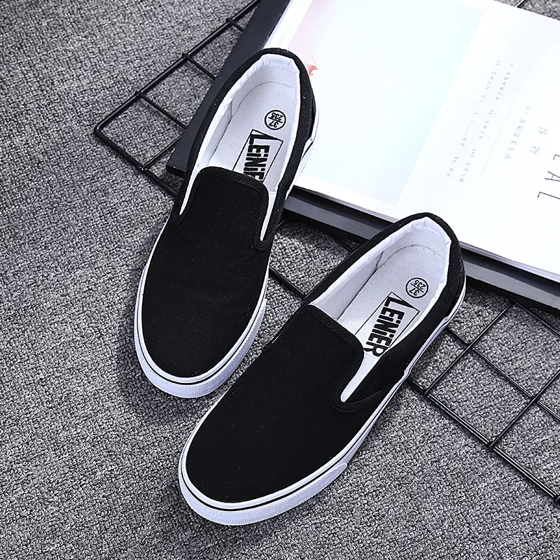 Excargo Canvas Shoes Women White Sneakers Slip On Lazy Shoes 2021 Spring Student Flat Canvas Vulcanize Sneakers for Men