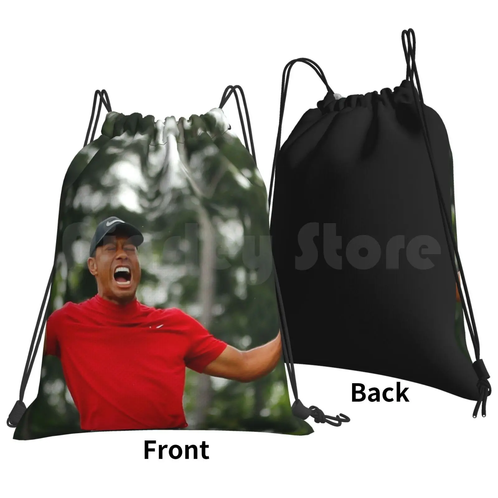 Celebrating His At The Masters Backpack Drawstring Bags Gym Bag Waterproof Sports Sport Legends Legendary Athlete Hero