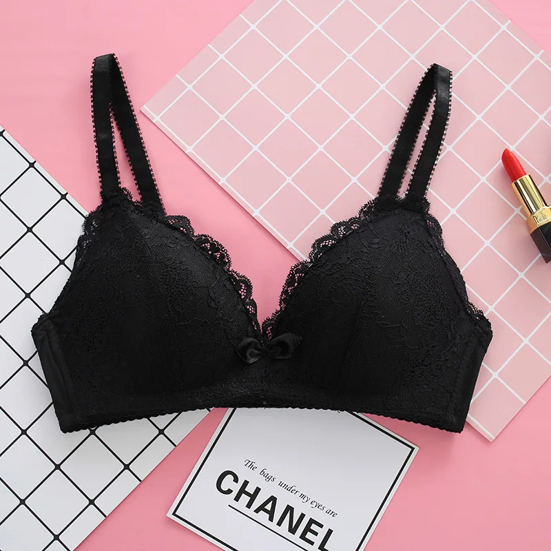 Sexy Sweet Lace Wireless Women‘s Bras Soft Underwear Gather Push Up Brassiere Hollow Out Female Seamless Bralette Big Lingerie