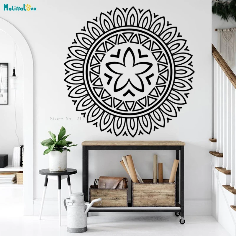 Lovely Various Shapes Superimposed Mandala Flower Wall Stickers Home Yoga Studio Decoration Vinyl Decals YT6511