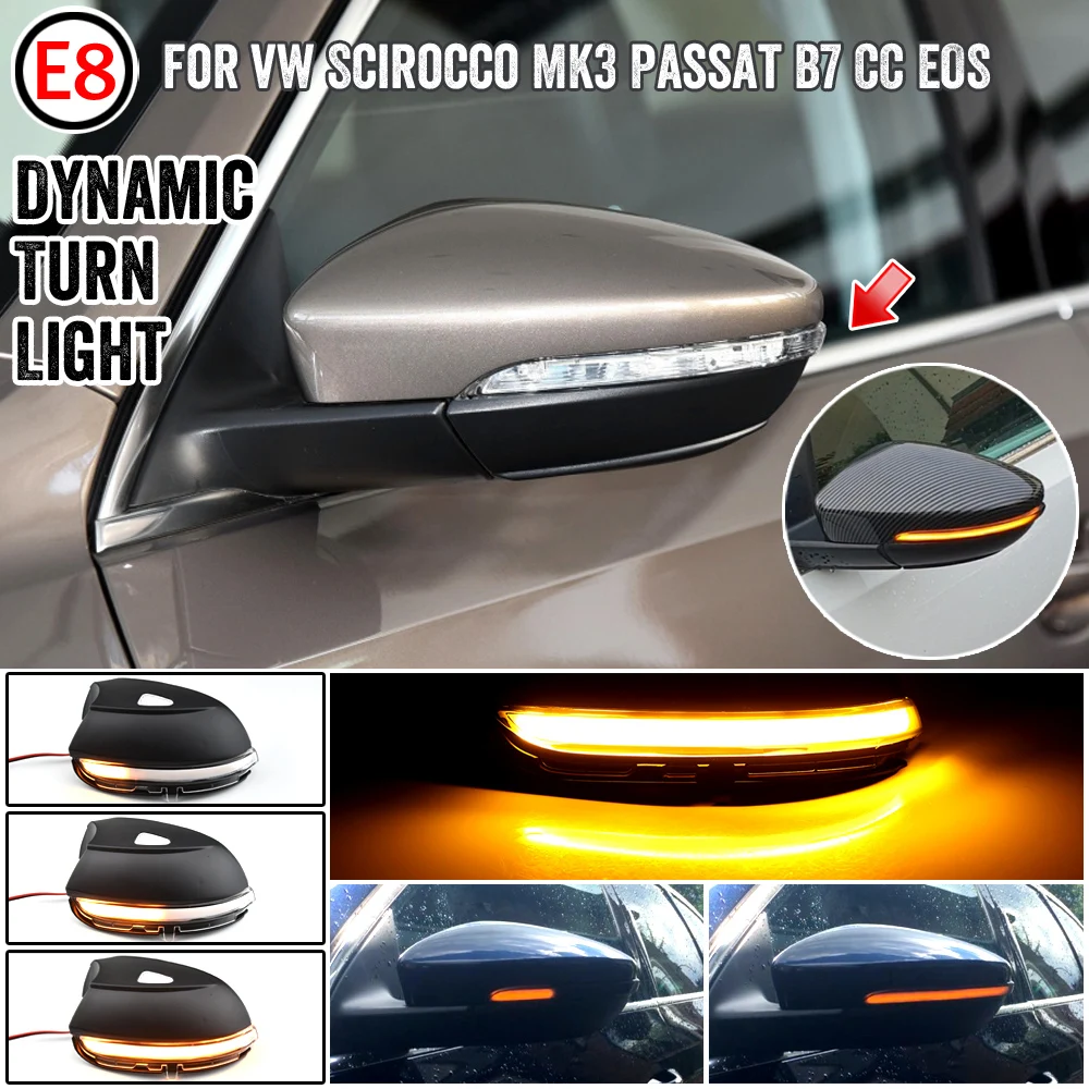 For VW Passat B7 CC Scirocco Jetta MK6 EOS Dynamic Turn Signal LED Side Wing Rearview Mirror Indicator Blinker Repeater Light