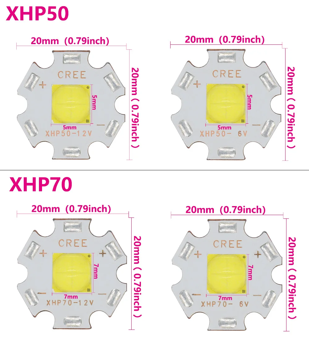 Imagem -04 - Contas de Led Originais 12v Xhp50 Xhp70 6v 18w 30w 6v com 20 mm Pcb 6500k