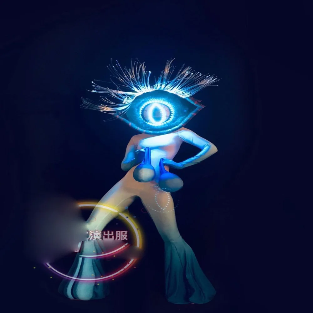 

Lumious led eyeball headgear dance costume light up monster eye future show stage costume