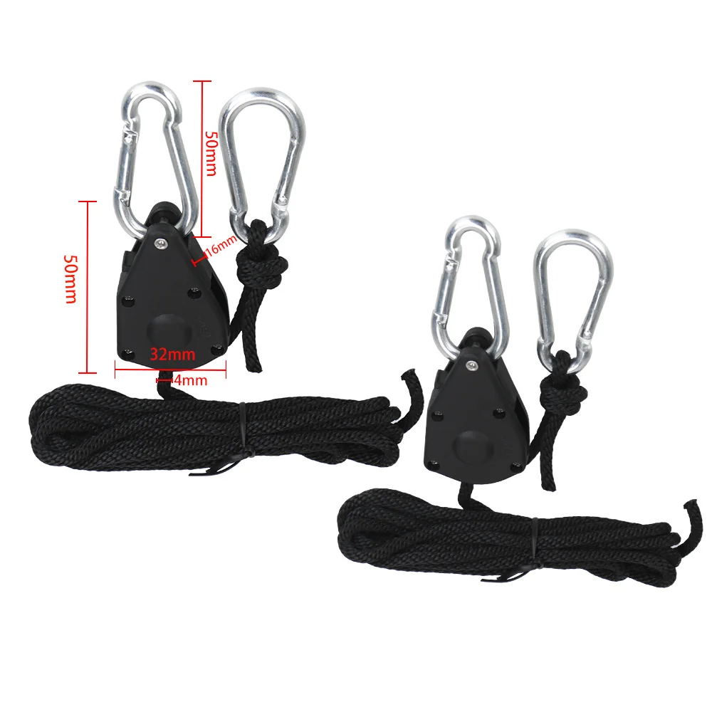 Heavy Duty Adjustable Rope Clip 1/8Inch For Grow Light Kit 1pcs Zinc Alloy Hookv Hanging Rope Ratchet Gardening Plastic Pulley
