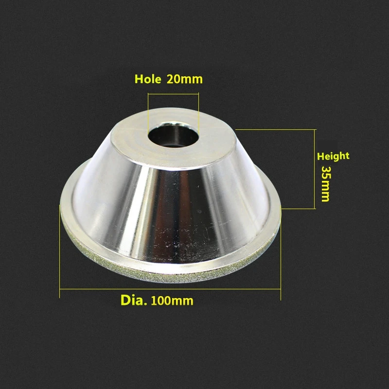 100 mm Diamant-Schleifscheibe P100 – P600 Schüsselförmiges CNC-Messer Hartmetall-Fräser aus Wolframstahl – Detail 1