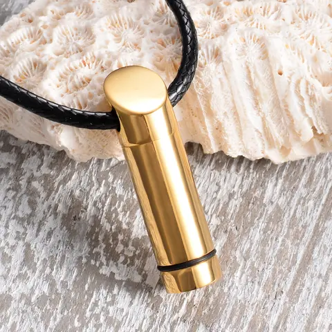 영원히 사랑받는 저자극성 패션 스테인리스 스틸 총알 알약 케이스 거치대 실린더 항아리 펜던트 기념 목걸이 쥬얼리