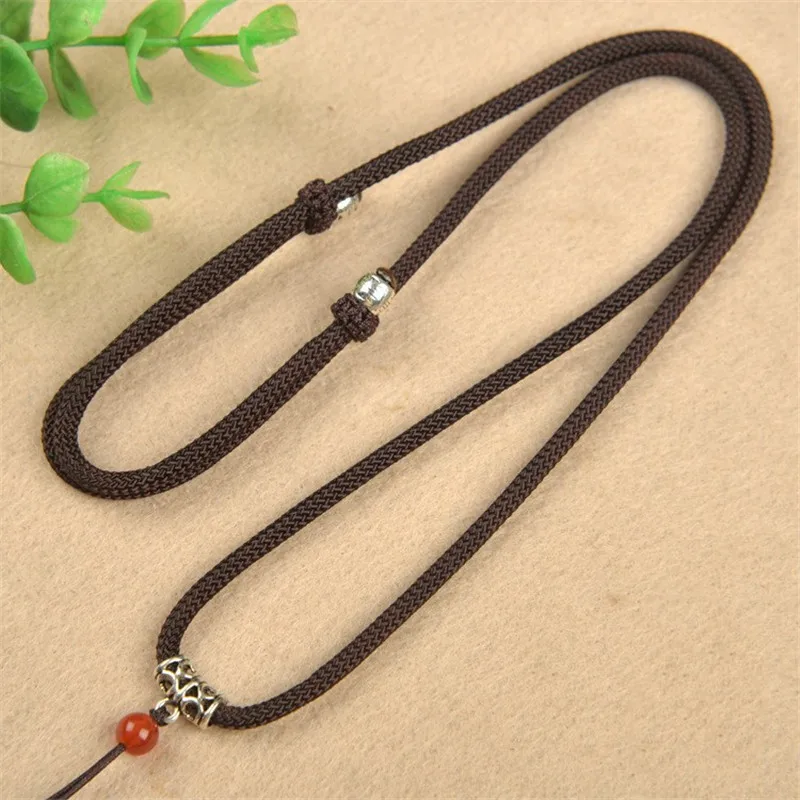 Tibetan Silver Pendant Jade Line Lanyard Pendant Braided Necklace Red Rope Men and Women Jade Pendant Jade Buddha Pendant Rope