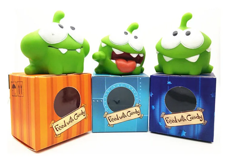 7pcs Kawaii Vinyl Glue Rubber Cartoon Doll Phone Game Cut The Rope Frogs OM NOM Candy Gulping Monster Bath Toy Figure