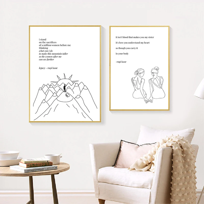 Rupi Kaur Poems Legacy Art Prints Black White Minimalist Poster Sister Quote Canvas Painting Wall Pictures for Living Room Decor