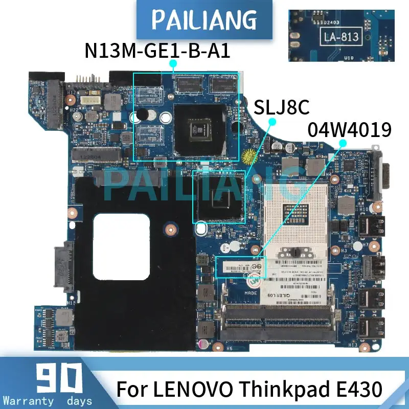 

PAILIANG Laptop motherboard For LENOVO Thinkpad E430 Mainboard LA-8131P 04W4019 SLJ8C N13M-GE1-B-A1 DDR3 TESTED