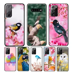 Spring Flower Birds For Samsung Galaxy S24 S23 S22 S21 S20 FE Ultra S10 S10E Lite 5G S9 S8 S7 S6 Edge Plus Black Phone Case