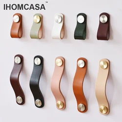 IHOMCASA Modern Style Furniture Drawer Cabinet Knobs Leather Wardrobe Kitchen Cupboard Handles Door Pull Stainless Steel Silver