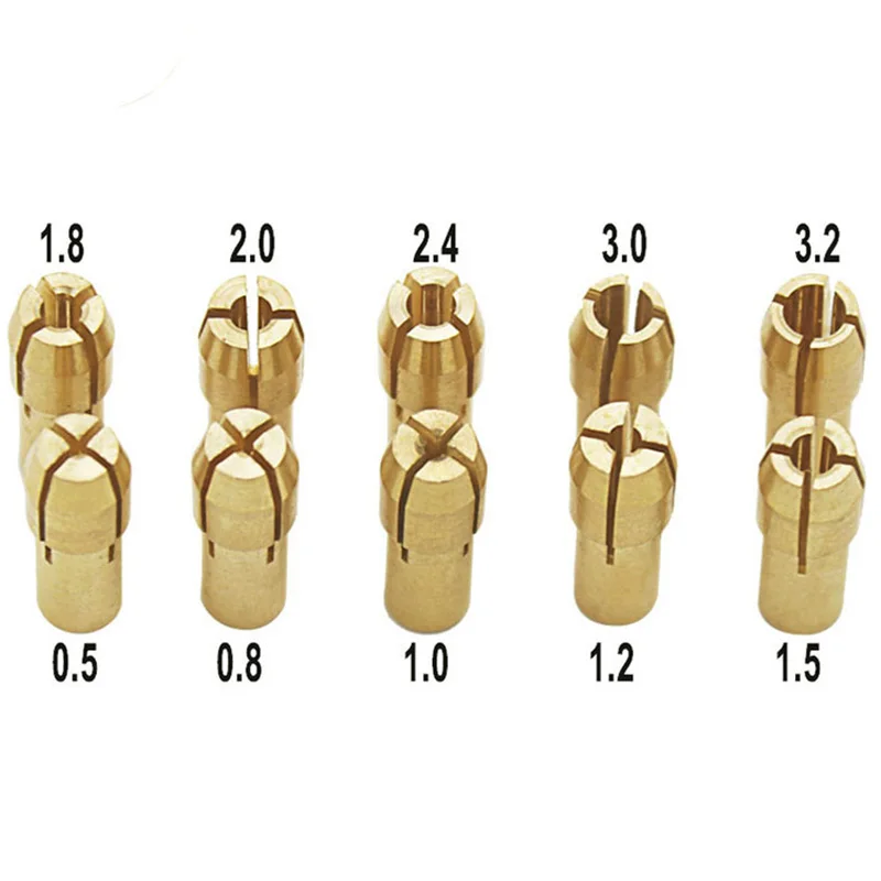 Juego de brocas eléctricas de latón, 12 piezas, 0,5-3,2mm, mandril, abrazadera de eje de Motor eléctrico con llave, broca, accesorios para herramientas eléctricas