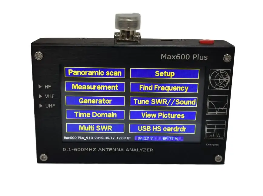 Vector Network Analyzer Max600 Plus HF VHF UHF Antenna Analyzer 0.1-600MHz with 4.3