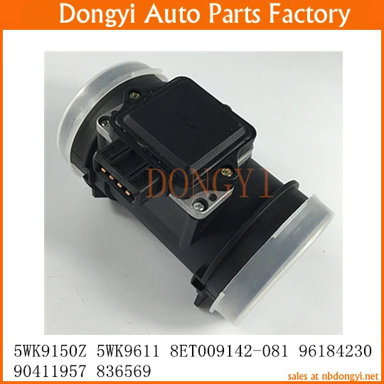 Mass Air Flow Sensor OE No. 5WK9150 5WK9150Z 5WK9611 8ET009142-081 96184230 90411957 836569