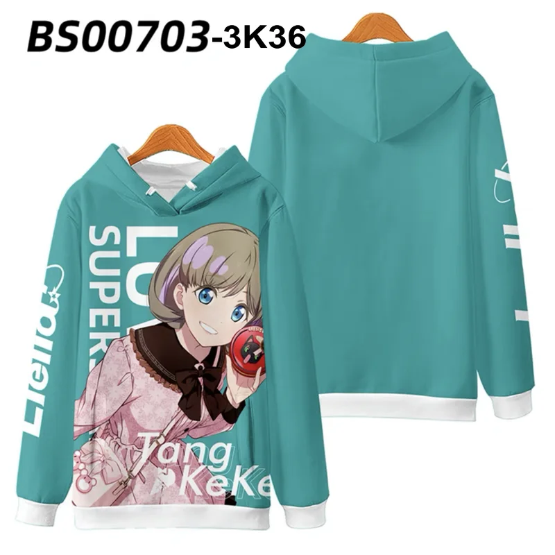 Japan Anime Lovelive Superstar Cosplay Costume Arashi Chisato Shibuya Kanon Heanna Sumire Tang Keke Unisex 3D Hoodie Sweatshirt