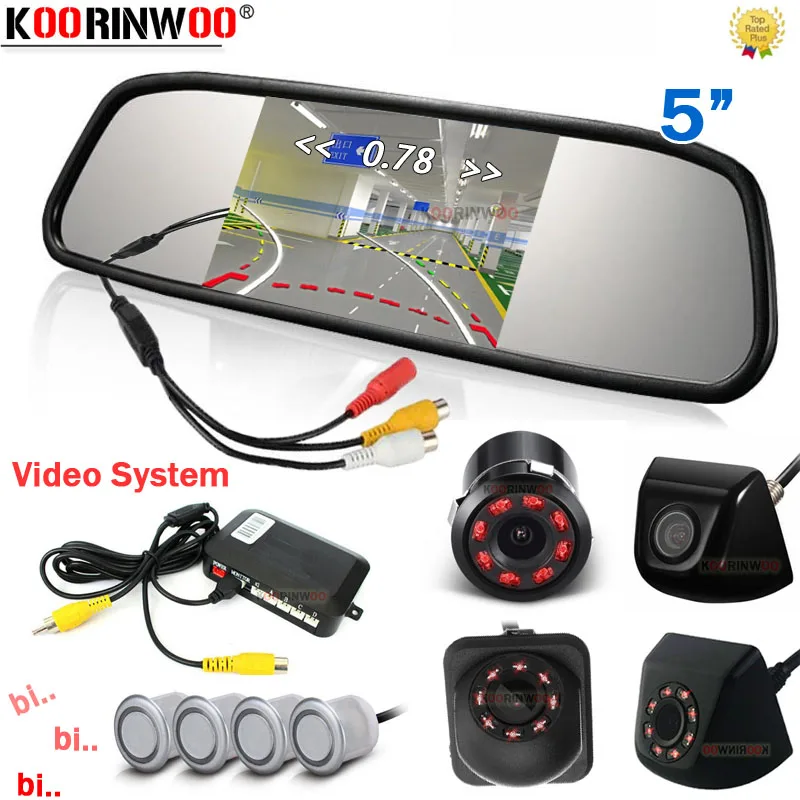 

Koorinwoo Intelligent Dynamic Trajectoric Line Parktronic Monitor Mirror Car Parking Sensors 4 Rear view camera Car Accessories