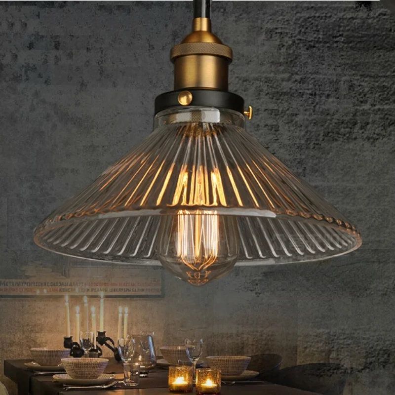 Simple Glass Single-Head Retro Industrial Style Restaurant Bar Aisle Study Chandelier