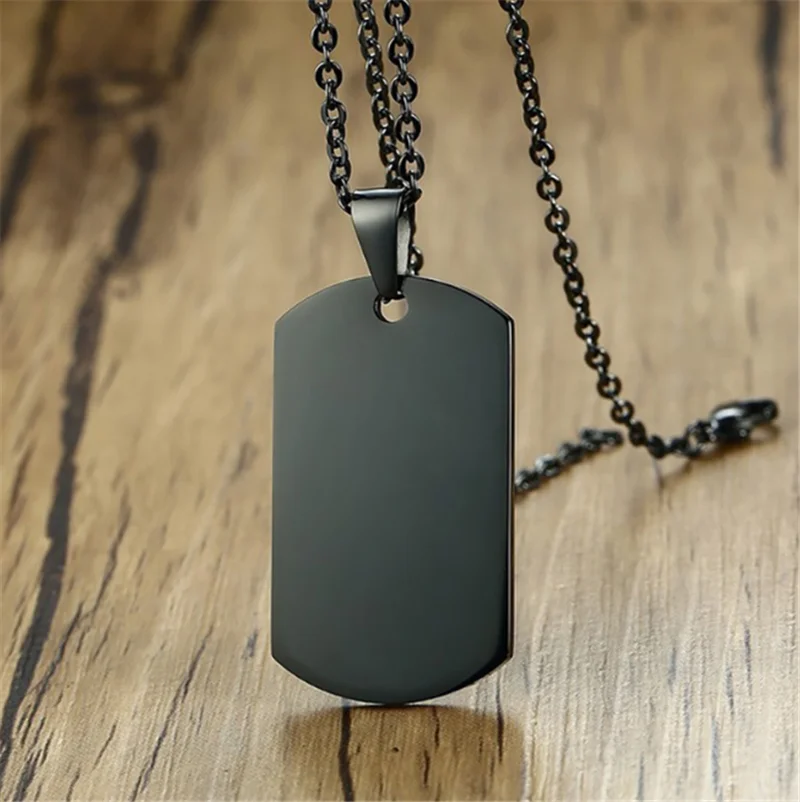 316L Stainless Fashion Military Brand Nameplate Dog Tag Engraving Custom Names Titanium Steel Necklace Not Fade