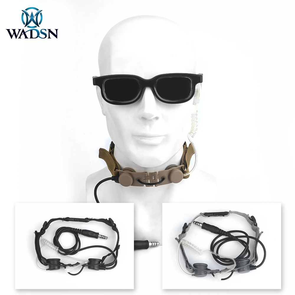 Tactical Throat Microphone Headset PTT Portable Radio Mic Neckband Hunting THROAT MIC Waterproof Earphone WZ033