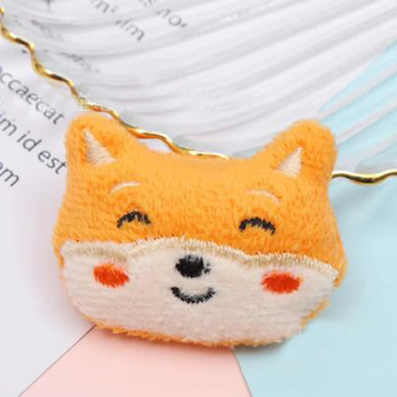 10Pcs/lot Cartoon Plush Fabric Patches Animal Cat Fox Tiger Head Padded Appliques DIY Headwear Clothing Accessories DIY Patch