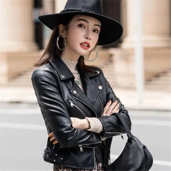 Autumn New girl Leather Jacket Short Women Leather Coat slim Fashion punk Female Motorcycle Clothing faux leather Blazer spring