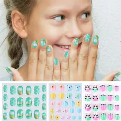 Fake Nails Kids Girls Funny Artificial Fingernails Nail Decorations Full Cover False Nails for Children Manicure Design Tools