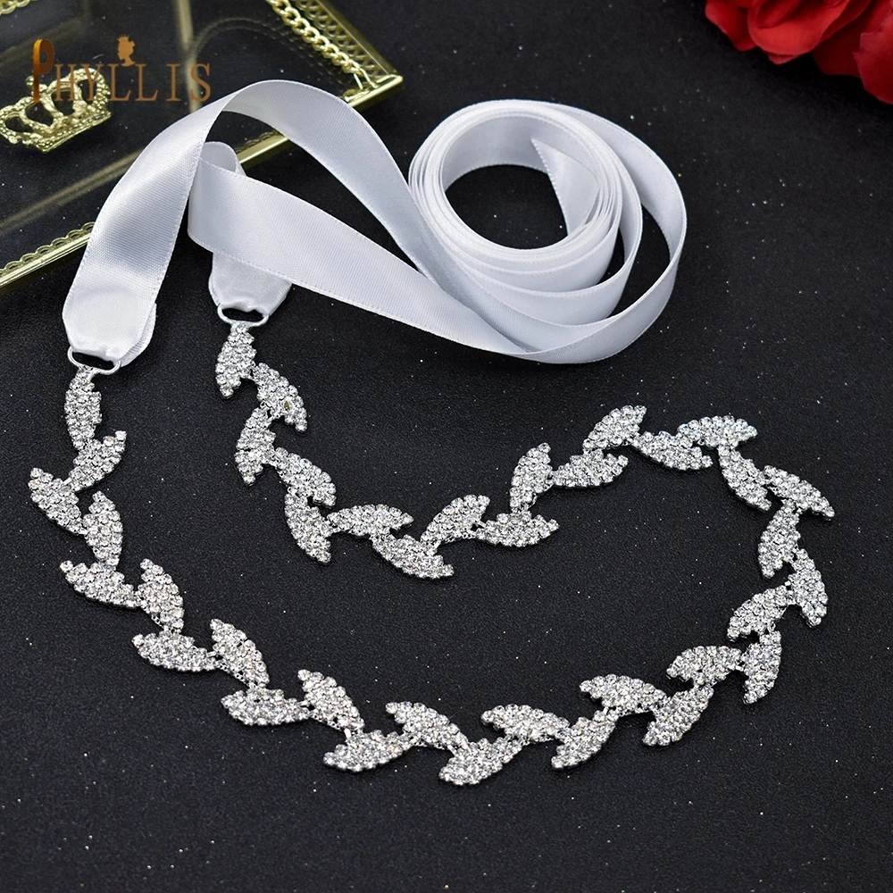 S08 Fashion Rhinestone Bridal Belt Crystal Wedding Dress Accessories Diamond Bride Belt Sash Silver Wedding Applique Sash Belt