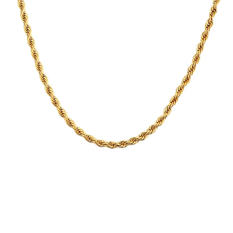 E.B.belle Minimalistyczny podstawowy złoty kolor skręcony łańcuszek Choker naszyjniki dla kobiet biżuteria ze stali nierdzewnej złoty naszyjnik — zdjęcie 2
