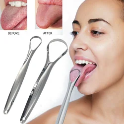 Raspador de lengua de acero inoxidable para higiene bucal, limpiador de lengua, belleza, salud, ralladura, cepillo raspador de lengua