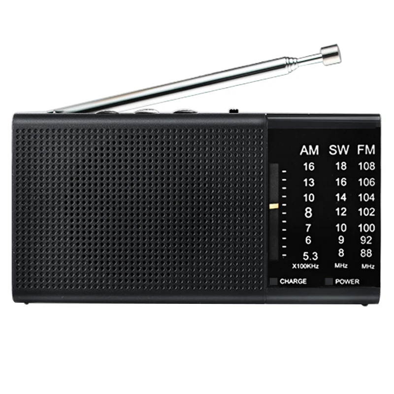 Portable small multiband radio with USB/TF MP3 player and rechargable battery