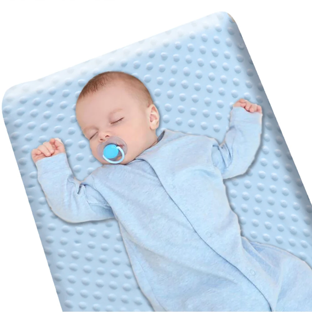 Sábanas de cuna 3D para niños, funda de cama de terciopelo con puntos, gruesa y cálida, Protector de cuna de bebé, juego de sábanas de Color sólido