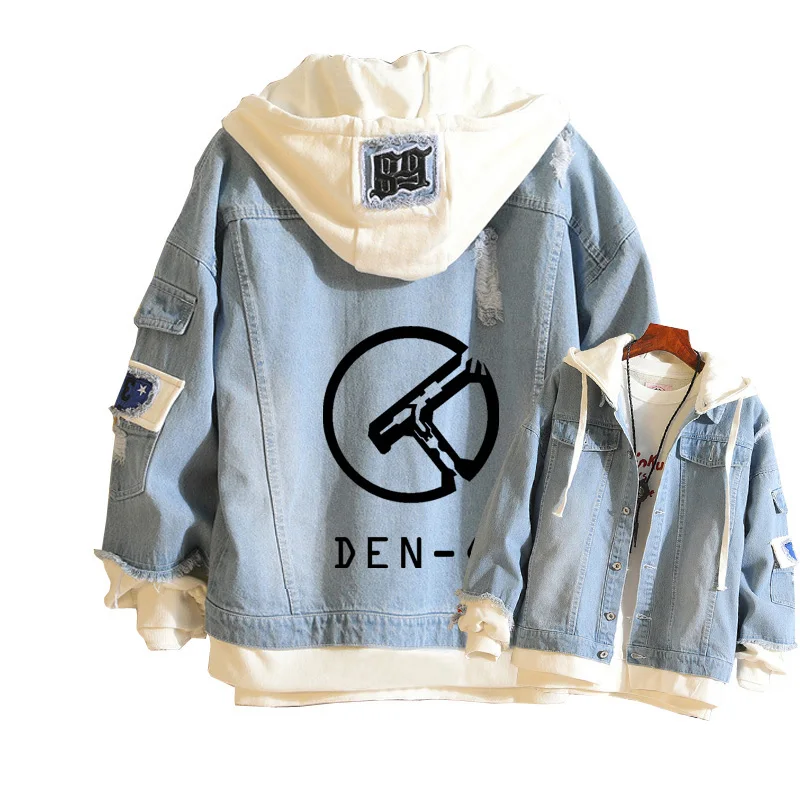 Masked Rider Women Demin Jacket Kamen Rider Spring Autumn Jean Hoodies Harajuku Unisex Streetwear Hooded Anime Sweatshirt Tops