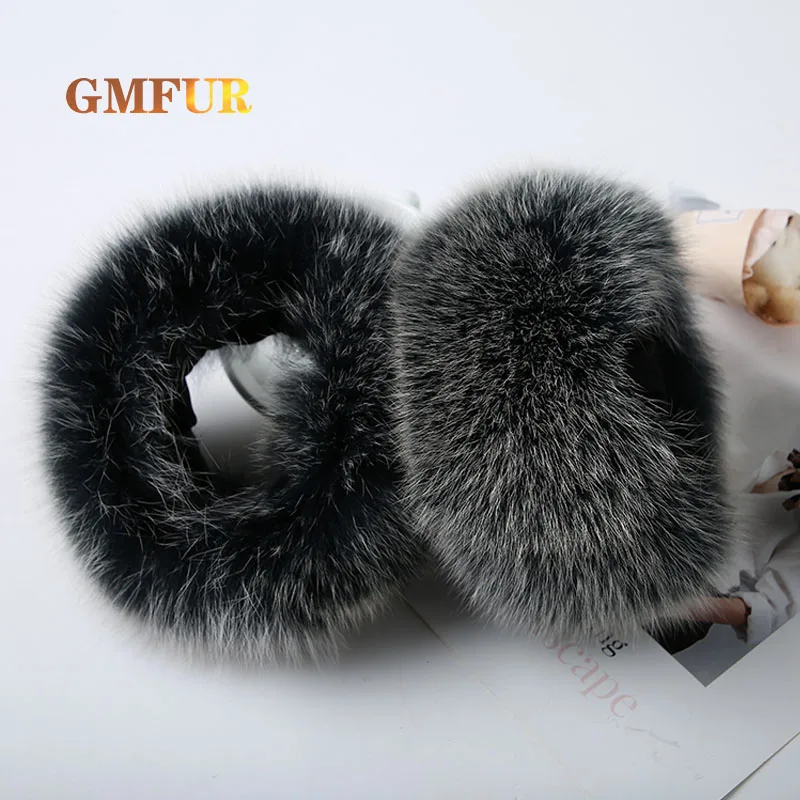 Women Luxury 100% Real Fox Fur Cuffs Genuine Ladies Bracelet Warmth Fashion Natural Fluffy Arm Sleeves Ladies Cute Wristband