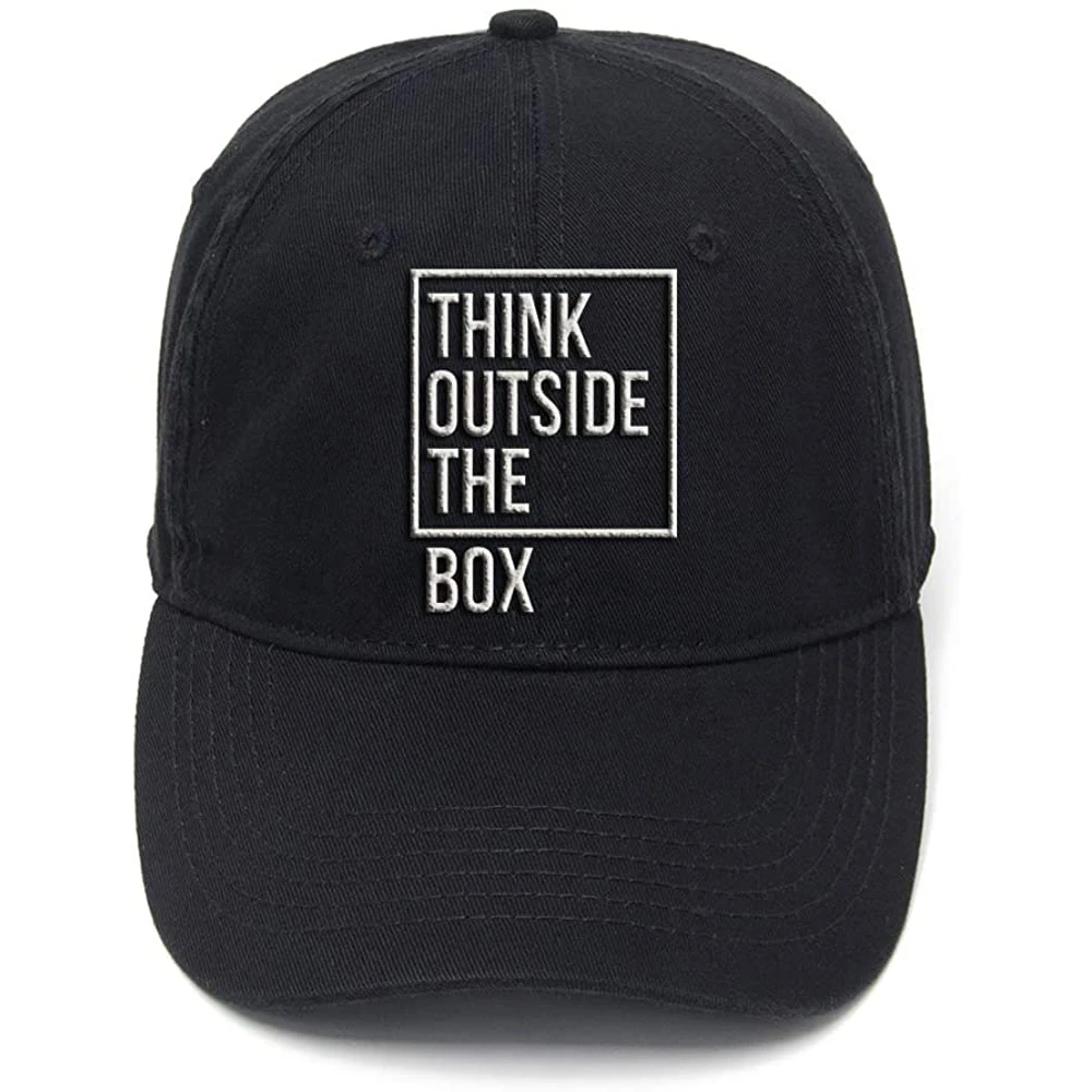 Lyprerazy Think Outside The Box Washed Cotton Adjustable Men Women Unisex Hip Hop Cool Flock Printing Baseball Cap