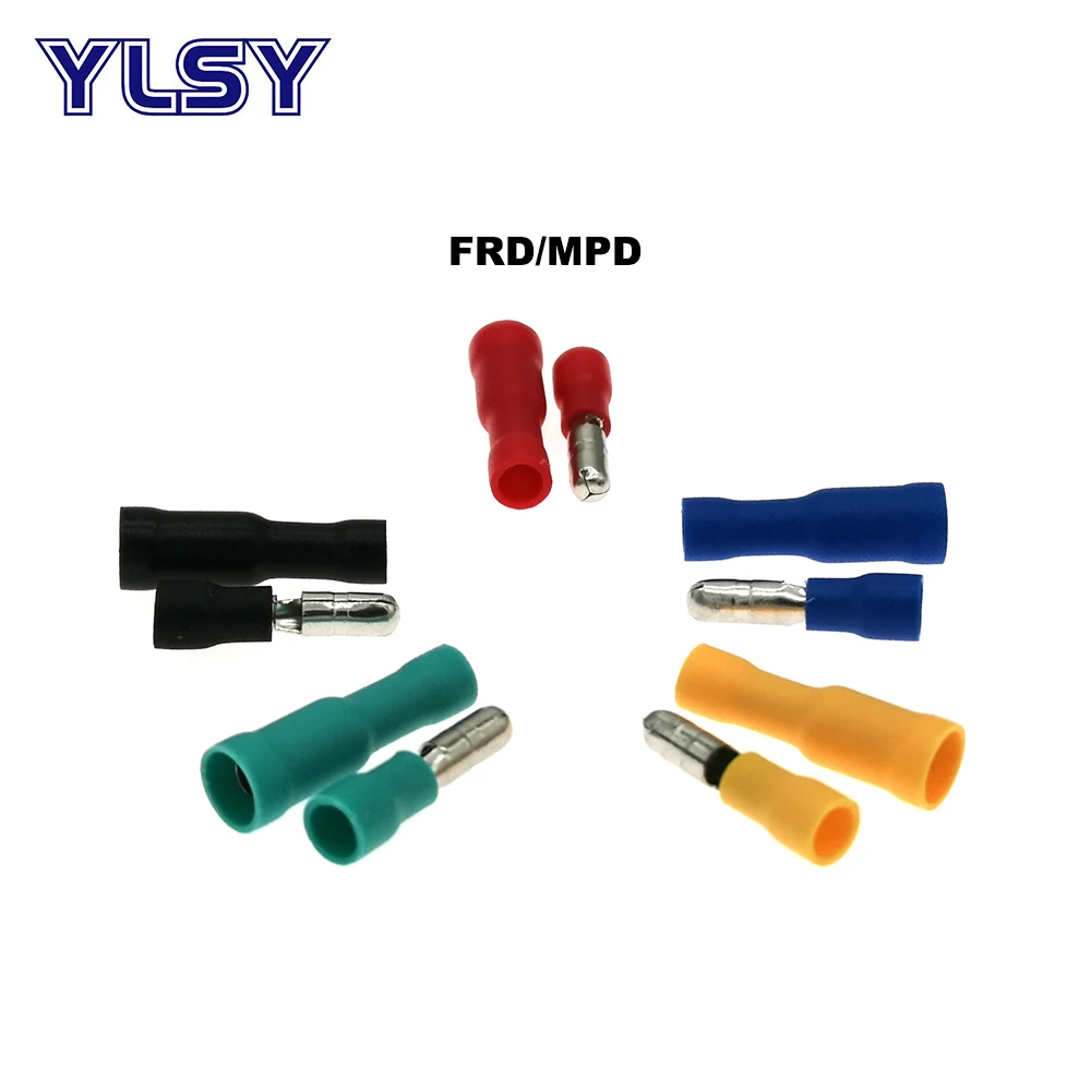 100pcs Male Female Bullet Insulated Connector Crimp Terminal Electrical Wire Cable Plug MPD/FRD1.25-156 2-156 ferrules 22-14AWG