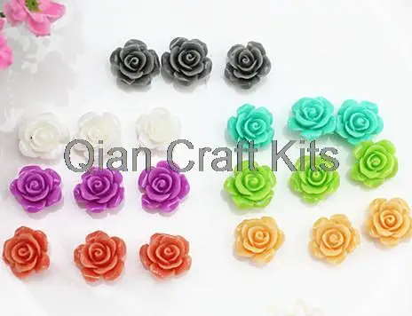 15pcs 15mm coral shell beads mixed colors high quality finish 3D Rose Beads drilled side to side smooth curved back rare