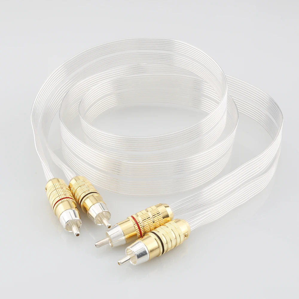 

HiFi CF275 ribbon audio interconnect cable OCC silver plated Hi-end Loudspeaker Cable with silver plated RCA plug