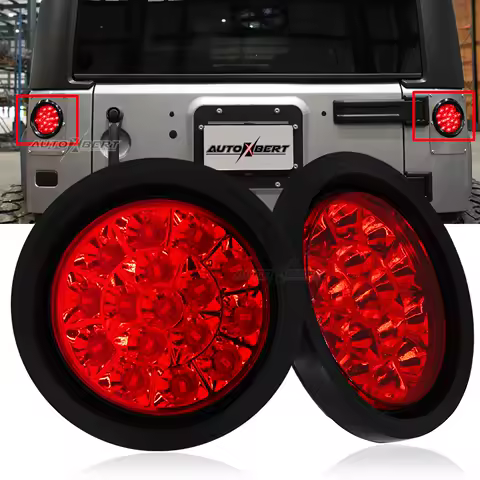 2Pcs 4" Round Led Trailer Tail Light Red 16 LED Waterproof Brake Stop Lamp For Jeep Truck RV Boat UTE UTV Caravan Van Pickup 24V