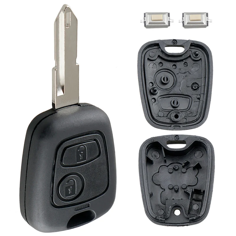 2 Buttons Remote Car Key Shell Fob Key Case Cover with 206 Blade Micro Switches Fit for Peugeot 106 107 206 207 306 307 406 407